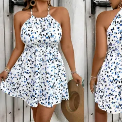 Vestido suelto estampado moteado