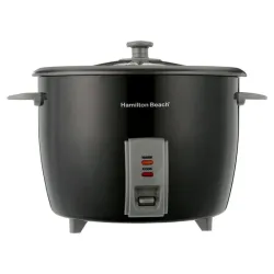 Hamilton Beach Rice Cooker and Food Steamer, 30 Cups Cooked (15 Uncooked), Steam Basket, Black, 37555
