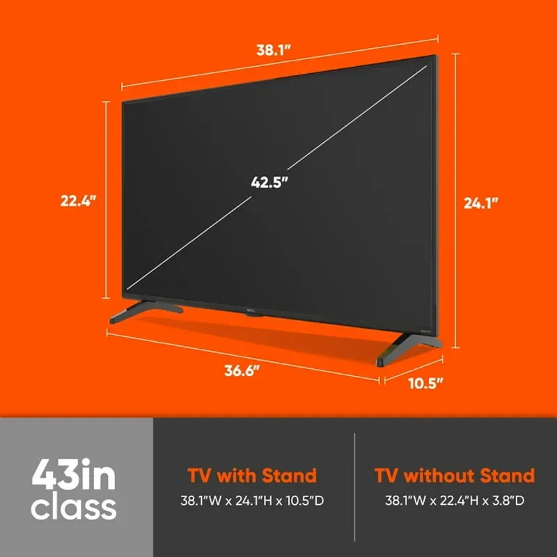 onn. 43” Class 4K UHD (2160P) LED Roku Smart Television HDR (100012584)