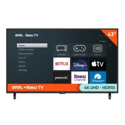 onn. 43” Class 4K UHD (2160P) LED Roku Smart Television HDR (100012584)