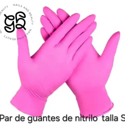 Guantes de nitrilo rosa talla S