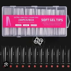 Caja de 240 tips coffin transparente 