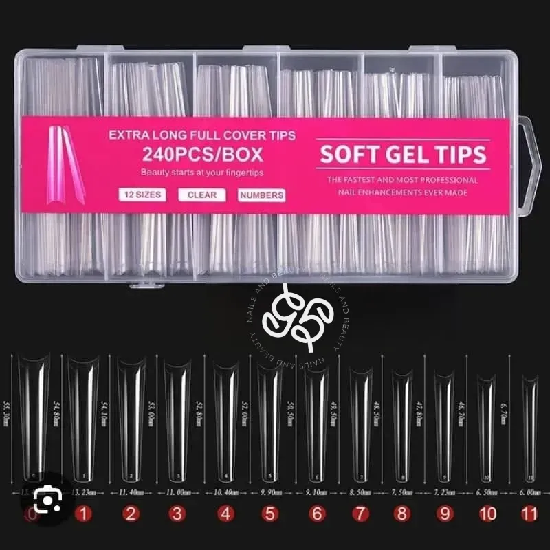 Caja de 240 tips coffin transparente 
