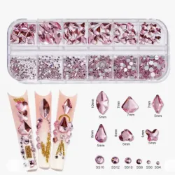 Caja de piedras rosa