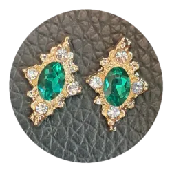 Joya dorada rombo verde