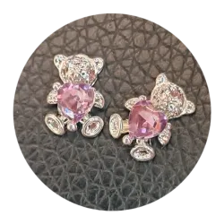 Joya oso corazón rosa