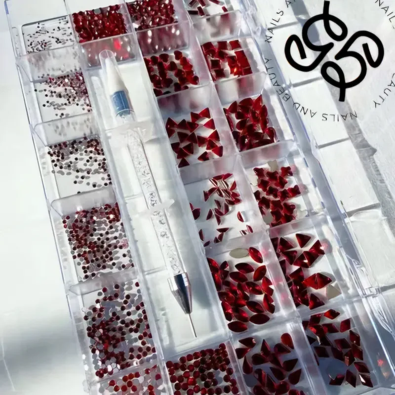 Caja de piedras rojas