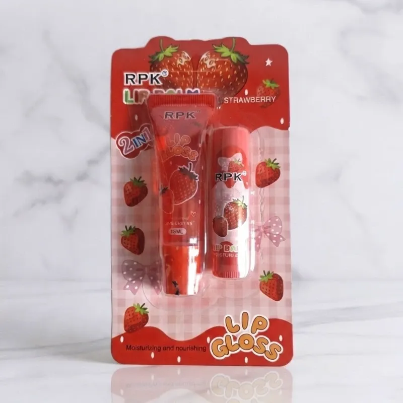 Set de bálsamo y brillo de fresa 🍓