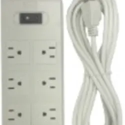 Regleta Eléctrica de 5 metros con interruptor de protección contra sobrecargas y 6 tomas de corriente