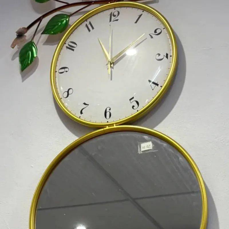 Espejo dorado con reloj Incluido