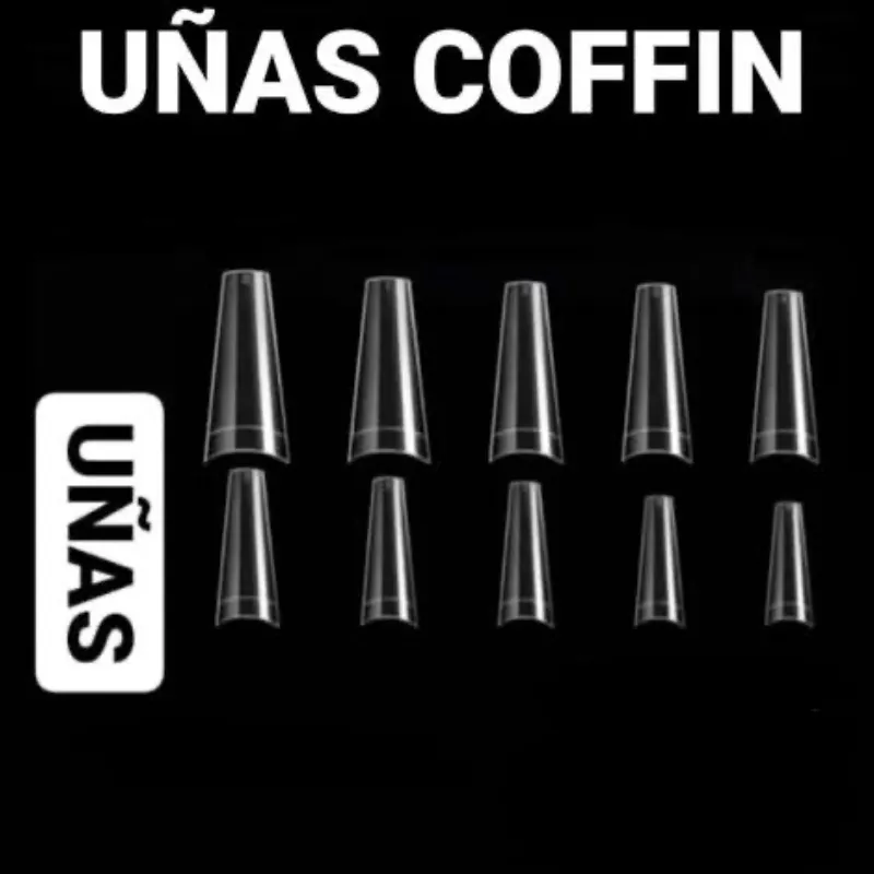 Paquete de 100 uñas coffin cortas