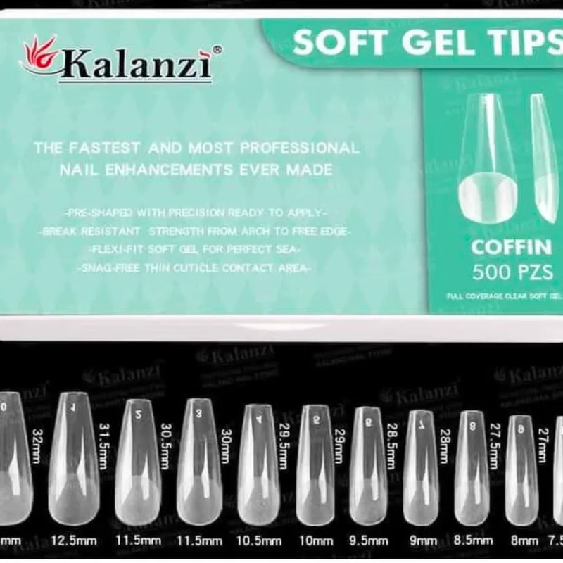 Paquetes de 20 uñas soft gel coffin 