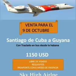 Pasaje para Guyana por 1150 USD 