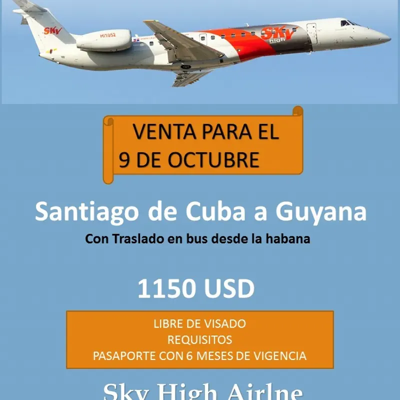 Pasaje para Guyana por 1150 USD 