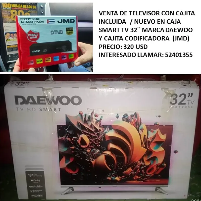 Smart TV marca Daewoo 32" con cajita