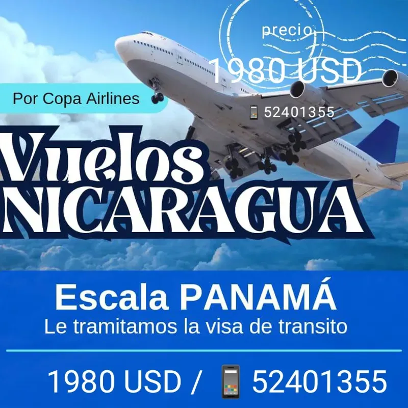 Vuelos  a Nicaragua  con escala en Panamá por 1980 USD 