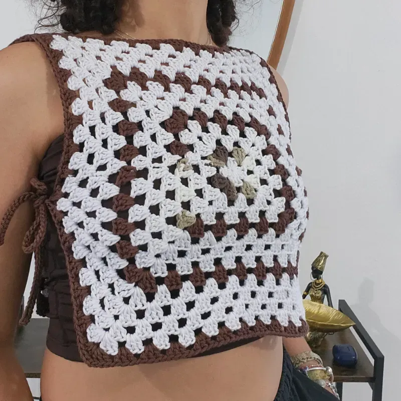 Blusa Verano blanca y carmelita
