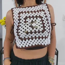 Blusa Verano blanca y carmelita