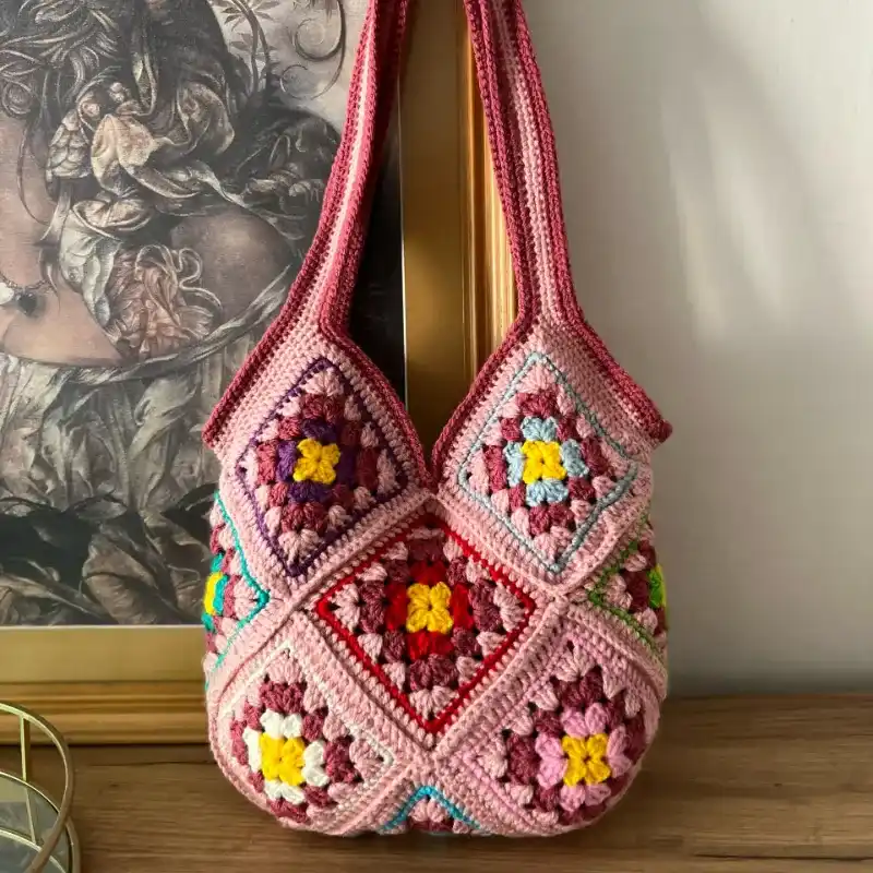 Bolso de aplicaciones rosa 1