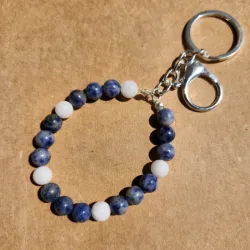 Charm de ágata azul y jaspe blanco