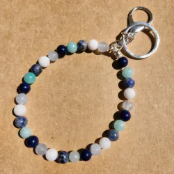 Charm de lapislazuli, aquamarina, jaspe azul moteado y cuarzo blanco