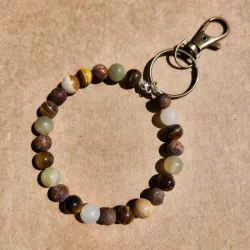 Charm de ojo de tigra, ágata y jaspe marrón