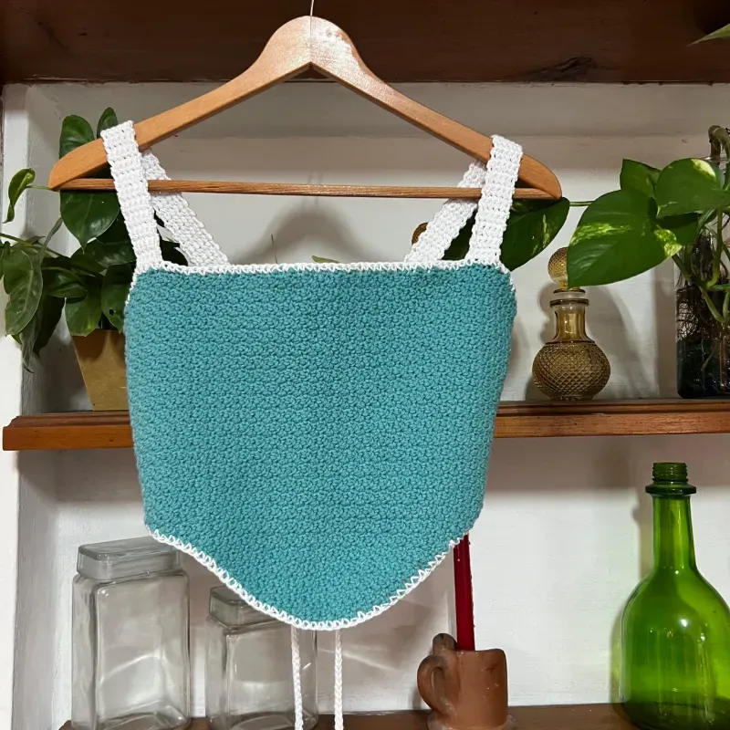 Corset azul turquesa y blanco