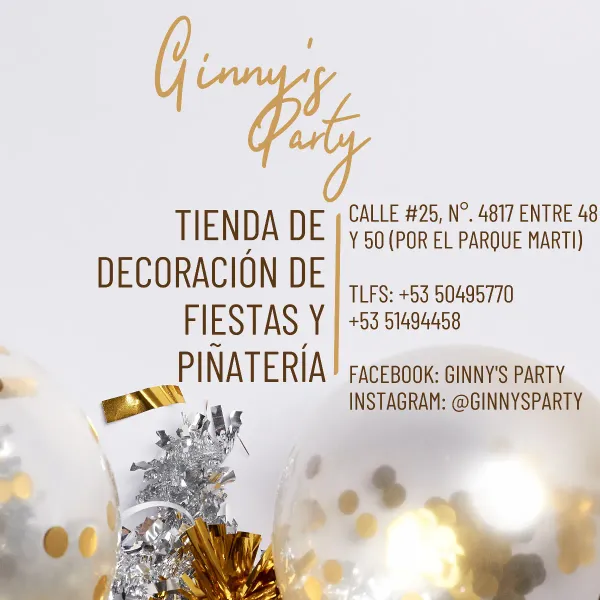 GINNY'S PARTY: ¡TODO PARA TU EVENTO EN UN SOLO LUGAR!
¿Imaginas organizar la fiesta perfecta sin perder horas interminables buscando ideas y productos dispersos?
En Ginny’s Party resolvemos eso por ti. Somos tu tienda de *decoración para eventos* especializada en ofertar artículos únicos para que puedas crear experiencias memorables, liberándote del estrés para que solo te preocupes por disfrutar.
*Encuentra la solución perfecta para cada detalle:*
* Ofrecemos *SETS DE ARCO TEMATICO* completos y *GLOBOS DE COLORES*  de alta calidad, *GLOBOS DE NUMEROS* que transforman cualquier espacio en un escenario mágico al instante.
*   *Consigue el ambiente perfecto fácilmente.* Completa tu evento con nuestras *VELAS VOLCANICAS*, *CORTINAS DECORATIVAS* y *PIÑATAS PERSONALIZADAS* que aportan el toque final espectacular.
*   *Di adiós a los regalos impersonales.* Creamos *REGALOS PERSONALIZADOS*, *TOPPERS PARA CAKE* y *CAJAS SORPESA* únicas que convierten un detalle en el momento más emotivo de la celebración.
Para completar, tenemos *JUGUETES PIÑATEROS* y *JUGUETES GENERALES* y artículos varios para regalar, acompañados de nuestras *BOLSAS DE REGALO*.
*✨ En un solo clic, encuentras todo: decoración para eventos, cumpleaños, globos, piñatas, juguetes, disfraces, regalos y mucho más ✨*
*¡Visita nuestro catálogo digital y deja que la fiesta comience!