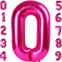 Globo foil número 0 rosa intenso