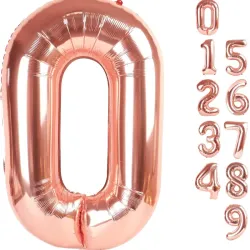 Globo foil número 0 rosa oro