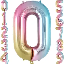 Globo foil número 0 tornasol