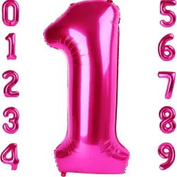Globo foil número 1 rosa intenso