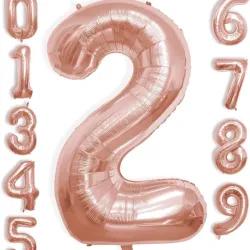 Globo foil número 2 rosa oro