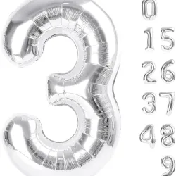 Globo foil número 3 plateado