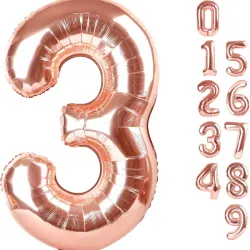 Globo foil número 3 rosa oro