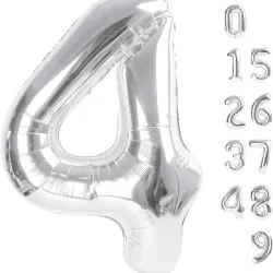 Globo foil número 4 plateado