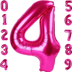 Globo foil número 4 rosa intenso