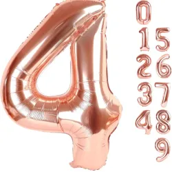 Globo foil número 4 rosa oro