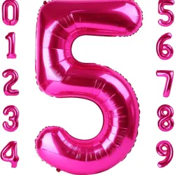 Globo foil número 5 rosa intenso