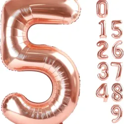 Globo foil número 5 rosa oro