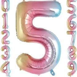 Globo foil número 5 tornasol