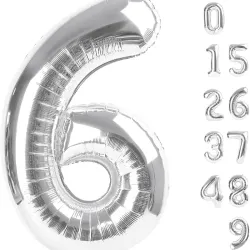 Globo foil número 6 plateado