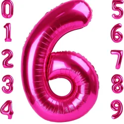 Globo foil número 6 rosa intenso
