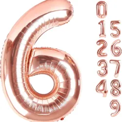 Globo foil número 6 rosa oro