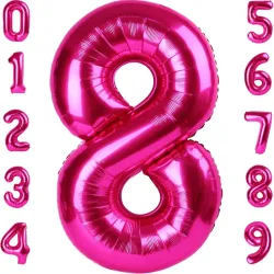 Globo foil número 8 rosa intenso