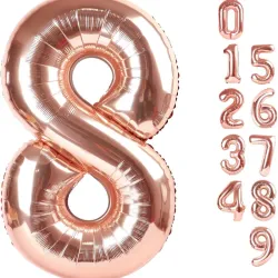 Globo foil número 8 rosa oro