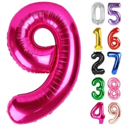 Globo foil número 9 rosa intenso