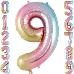 Globo foil número 9 tornasol