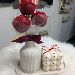 Conjunto burbuja y rosas
