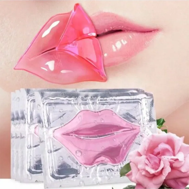 10 Piezas De Parches De Máscara Labial De Cristal Rosa Para Labios Más Llenos E Hidratados